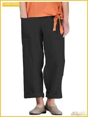 Cotton Linen Striped Wide Leg Harem Pants Baggy Palazzo